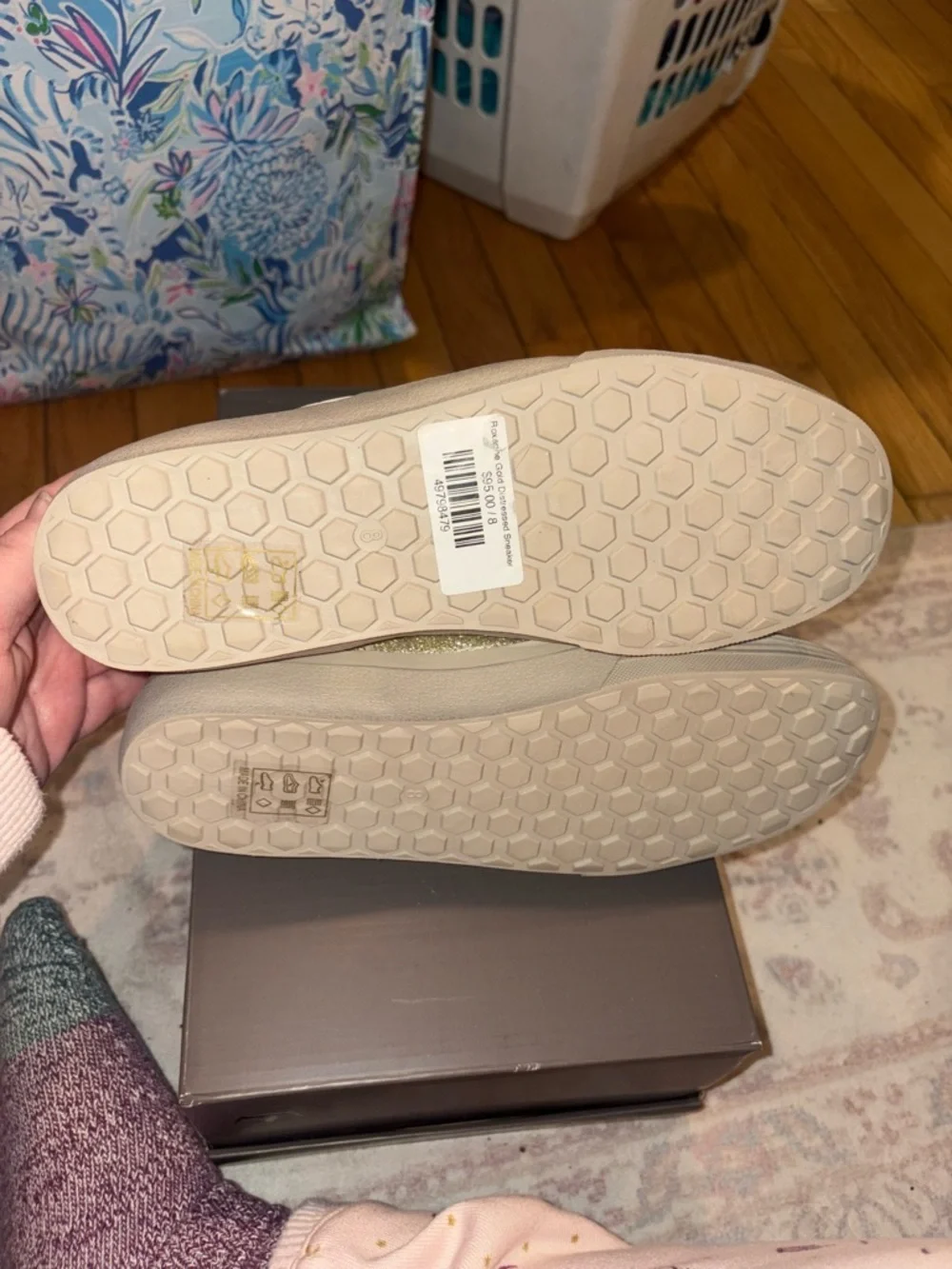 NWT Shu Shop Roxanne Gold Distressed Sneaker Size 8